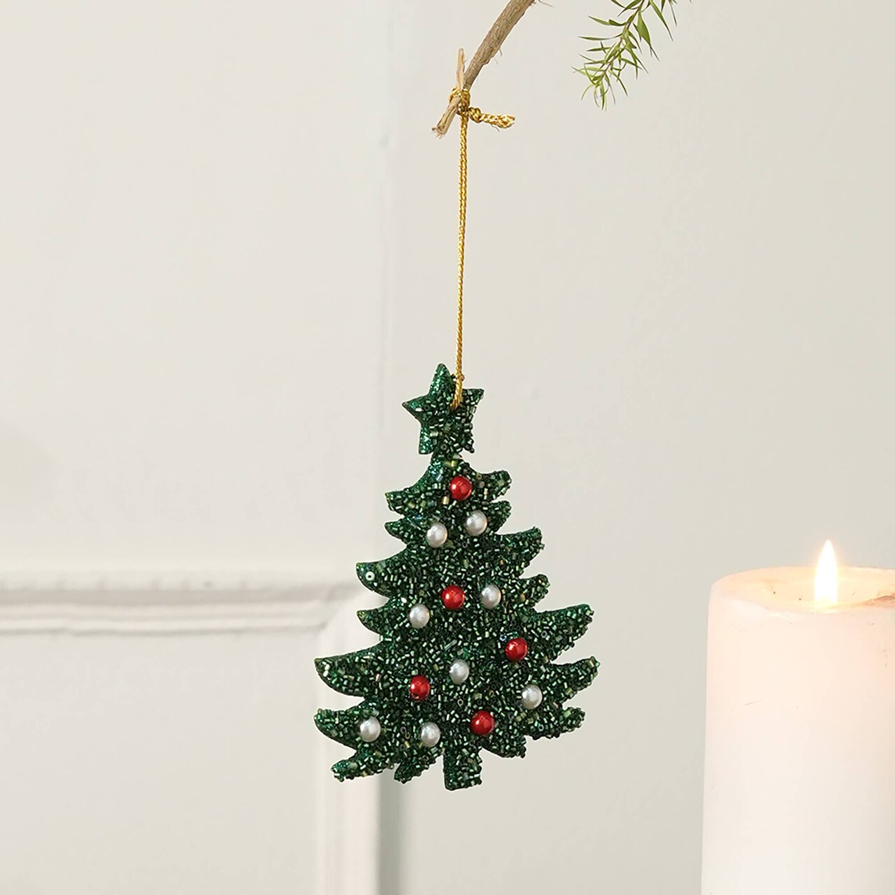 Multi Beaded Lac Tree Hanging Ornament - Multi - 4" x 0.25" x 5"